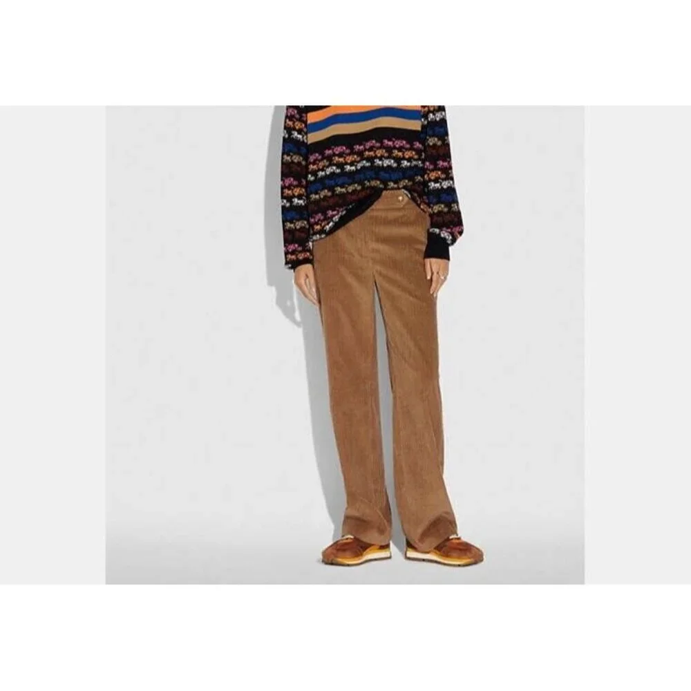 Coach Women's Size 10 Peanut Brown‎ Corduroy Trouser Pants